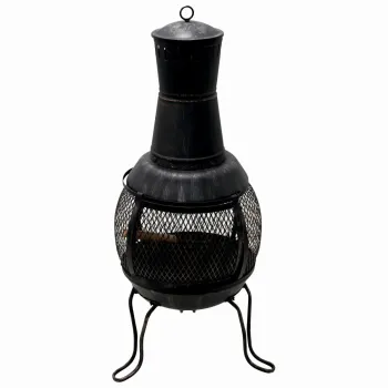 Semineu pentru terasa KLUGMEISTER KY1822M, material otel, capac superior, gratar interior, dimensiuni 43x43x91 cm imagine