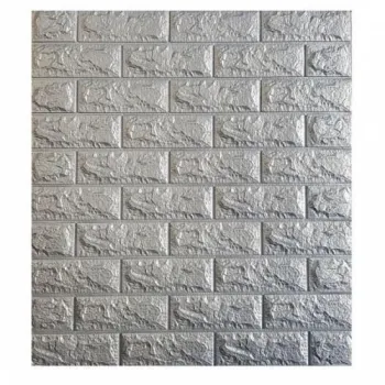 Set 10 x Tapet 3D caramizi argintii, gri, auto-adeziv pentru interior, 70 x 77 cm imagine