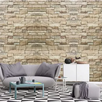 Set 10 x Tapet 3D caramizi retro, auto-adeziv pentru interior, 70 x 77 cm, 5mm grosime imagine