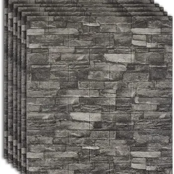 Set 10 x Tapet 3D piatra gri, auto-adeziv pentru interior, 70 x 77 cm imagine