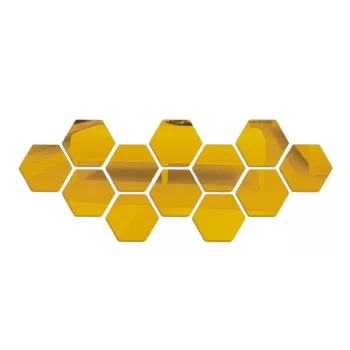 Set 12 oglinzi acrilice autoadezive decorative forma hexagon, diametru 12.5, 20 si 23 cm imagine