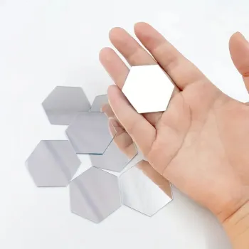Set 12 oglinzi acrilice autoadezive decorative forma hexagon, diametru 7, 13, 20 si 23 cm imagine