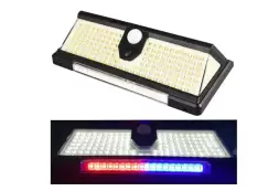 Set 2 lampi cu incarcare solara, CL-S190, 190 x LED SMD, 18 leduri rosii/albastre, 4 moduri de functionare, senzor de miscare/amurg/stare de veghe, Negre imagine