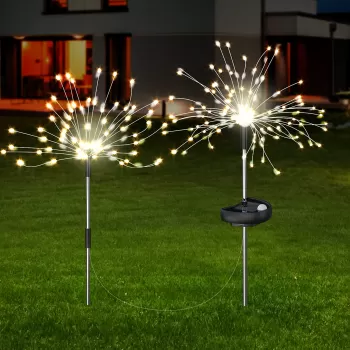 Set 2 Lampi solare artificii cu suport metalic, 100 LED imagine