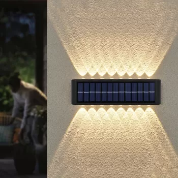 Set 2 lampi solare de perete cu iluminare sus si jos 12 leduri imagine