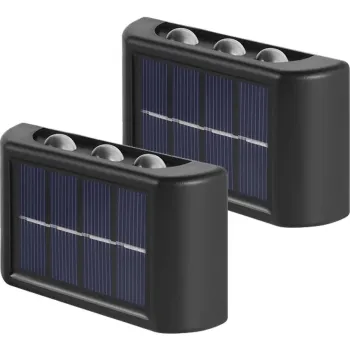 Set 2 Lampi Solare de Perete cu Iluminare Sus si Jos 8 LED-uri Alb Rece imagine
