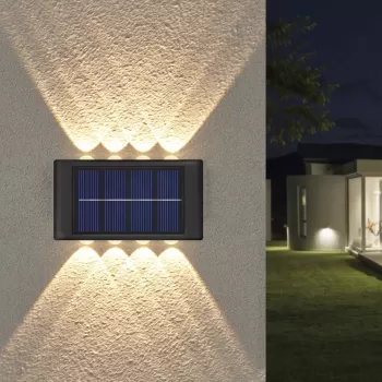 Set 2 lampi solare de perete cu iluminare sus si jos 8 leduri imagine