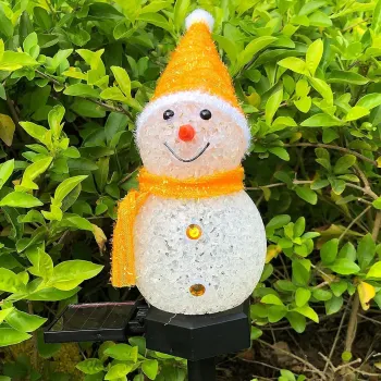 Set 2 Lampi solare decorative, Craciun, forma om de zapada, solare, rezistente la apa, roz si portocaliu imagine