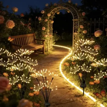 Set 2 Lampi Solare Decorative de Gradina Tip Papadie 72 cm 6 Ramuri Flexibile 60 LED Alb Cald imagine