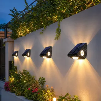 Set 2 Lampi Solare Decorative de Perete Lumina 3 Directii Multicolor Alb Rece Alb Cald imagine