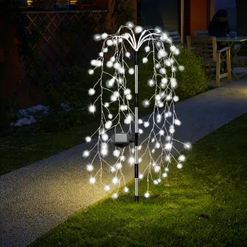 Set 2 Lampi Solare Decorative tip Salcie 120 LED-uri Lumina Calda Rece Multicolor pentru Curte Gradina imagine
