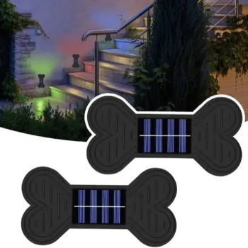 Set 2 Lampi Solare LEDpentru perete,cu design decorativ in forma de os, lumina calda, ABS, pentru gradina imagine