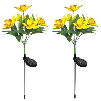 Set 2  lampi solare model Orhidee 70 cm pentru gradina iluminare decorativa exterior imagine