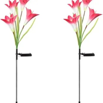 Set 2  lampi solare tip crin 75 cm pentru gradina iluminare decorativa exterior imagine