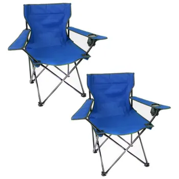 Set 2 scaune camping pliabile cu suport pahar si husa de transport, pentru camping, plaja, pescuit sau gradina, 50 x 50 x 80 cm imagine