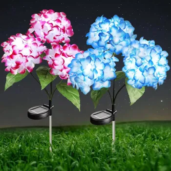 Set 2x Lampa Solara Decorativa Hortensie 70cm LED IP66 Panou Solar Integrat imagine