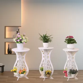 Set 3 masute decorative pentru ghivece de flori din PVC, 59 x 31cm imagine