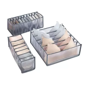 Set 3 piese organizatoare lenjerie intima pentru sertar, negru imagine