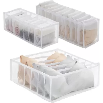 Set 3 piese organizatoare lenjerie intima pentru sertar, negru imagine
