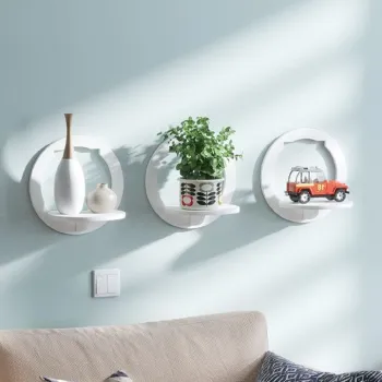 Set 3 rafturi decorative in forma de hexagon, patrat sau rotund, alb imagine