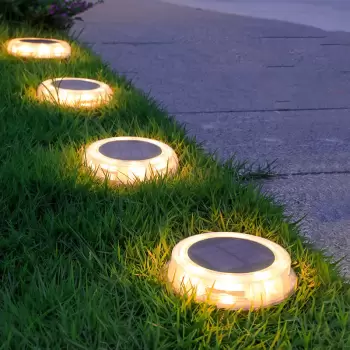 Set 4 bucati lampa solara LED pentru gradina, alb cald imagine