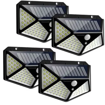 Set 4 Lampi Solare 100LED cu Senzor de Miscare Iluminare Exterior Waterproof imagine