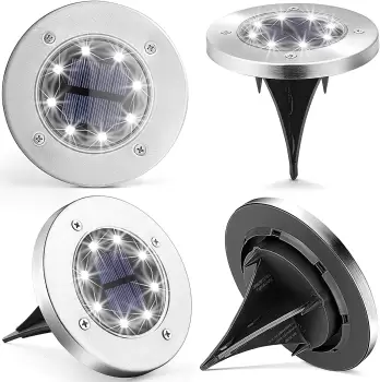 Set 4 lampi solare pentru poteca, cu 8 leduri si senzor de lumina, cu fixare in sol imagine