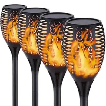 Set 4 lampi solare tip torta cu efect flacara, varianta mare 78cm, 96LED imagine