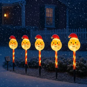 Set 5 Lampi Solare LED Mos Craciun pentru Gradina, 37 cm imagine