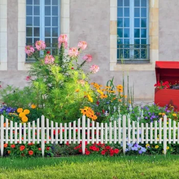 Set 6 bucati gard decorativ din plastic pentru gradina, 60.5 x 32.5 cm, alb imagine