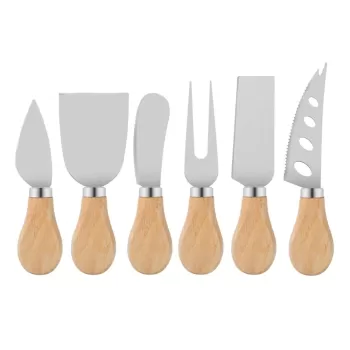 Set 6 cutite cu maner de lemn pentru branzeturi imagine