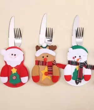 Set 6 huse decorative pentru tacamuri, modele de Craciun imagine