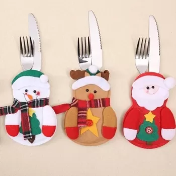 Set 6 huse decorative pentru tacamuri, modele de Craciun imagine