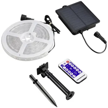 Set Banda LED RGB 60 LED/m cu Panou Solar Rola 5 Metri Iluminare Decorativa imagine