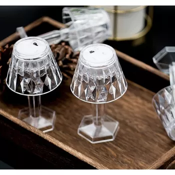 Set de 12 mini lampi de masa cu cristal LED, decor elegant, cu abajur transparent imagine