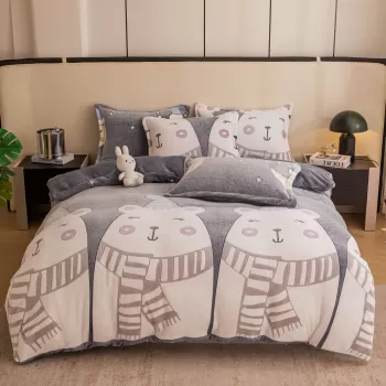 Set lenjerie cocolino pufoasa, cu elastic, pat 2 persoane, 4 piese, imagine