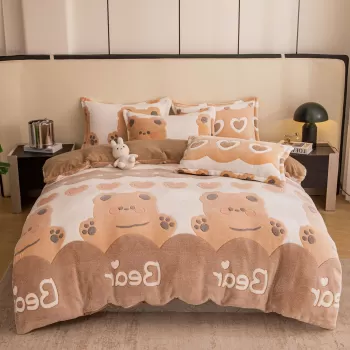 Set lenjerie cocolino pufoasa, cu elastic, pat 2 persoane, 4 piese, imagine