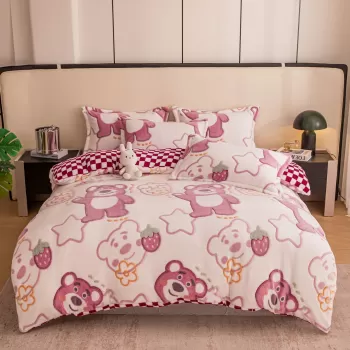 Set lenjerie cocolino pufoasa, cu elastic, pat 2 persoane, 4 piese, imagine