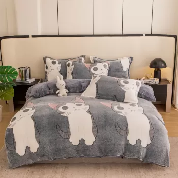 Set lenjerie cocolino pufoasa, cu elastic, pat 2 persoane, 4 piese, imagine