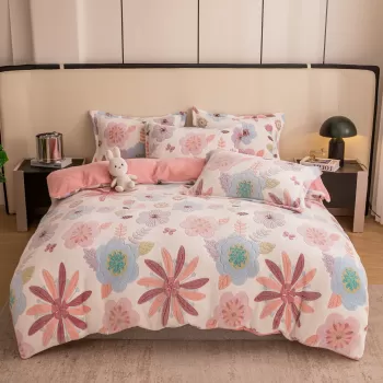 Set lenjerie cocolino pufoasa, cu elastic, pat 2 persoane, 4 piese, imagine