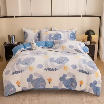 Set lenjerie cocolino pufoasa, cu elastic, pat 2 persoane, 4 piese, imagine