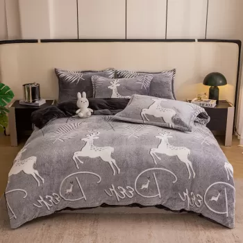 Set lenjerie cocolino pufoasa, cu elastic, pat 2 persoane, 4 piese, imagine