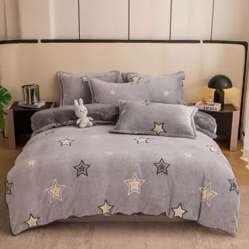 Set lenjerie cocolino pufoasa, cu elastic, pat 2 persoane, 4 piese, imagine