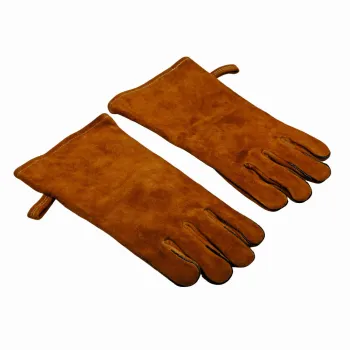 Set manusi protectie pentru gratar KLUGMEISTER KY360180AST, material piele, culoare maro imagine