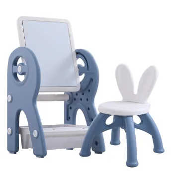 Set masa si scaun pentru copii, interactiva 2 in 1 cu tabla de scris si masa lego, cu 3 carioci si jucarii lego incluse imagine