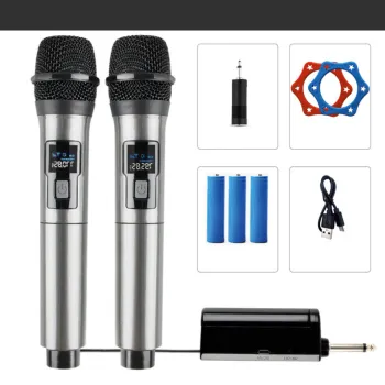 Set microfoane wireless 2x cu receptor si baterii reincarcabile - raza 80 m, jack 3.5/6.5 mm imagine