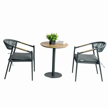 Set mobilier tarasa/gradina KLUGMEISTER KJF11196, doua scaune + masa, cu perne incluse, culoare gri imagine