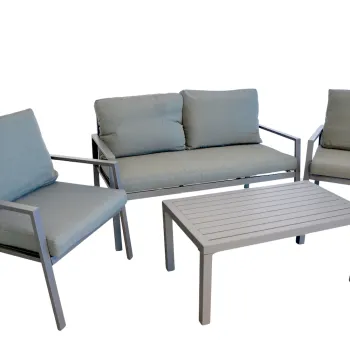 Set mobilier terasa/gradina KLUGMEISTER KJF206, doua fololii + canapea + masuta, cu perne incluse, culoare gri imagine