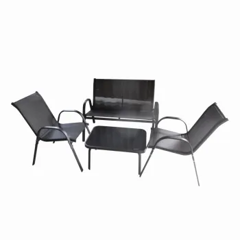 Set mobilier terasa/gradina KLUGMEISTER KJFT078, o canapea + doua scaune + o masa, culoare neagra imagine