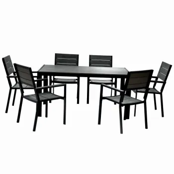 Set mobilier terasa/gradina KLUGMEISTER KJT2056, structura din otel, masa + 6 scaune din HDPE, culoare gri imagine